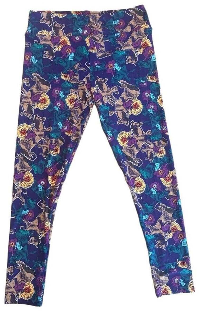 LuLaRoe Leggings Tall & Curvy Purple Headless Horseman Halloween Print